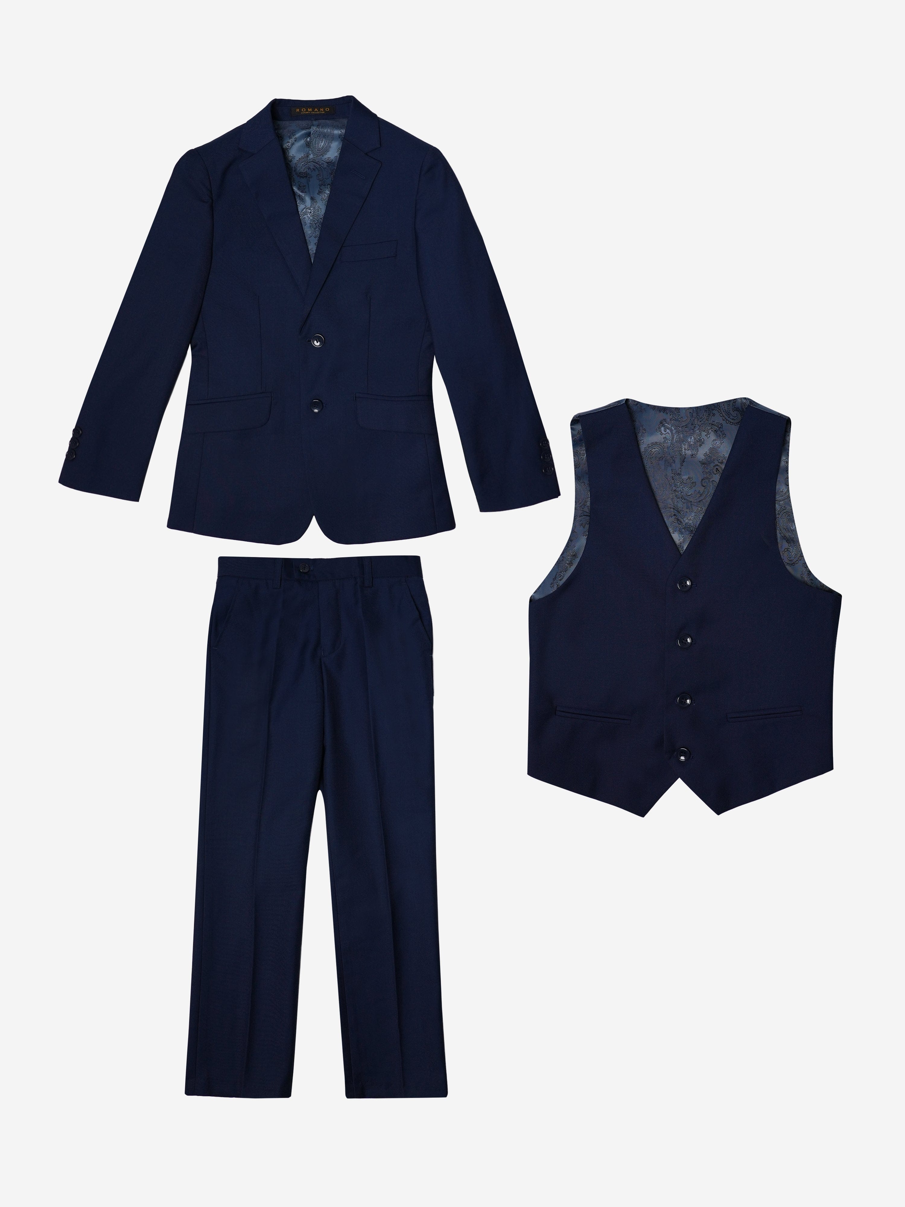 Romano Suits Boys 3 Piece Suit in Navy