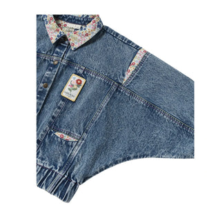 Goldie + Ace - Çiçek Yaka Denim Ceket | Mavi