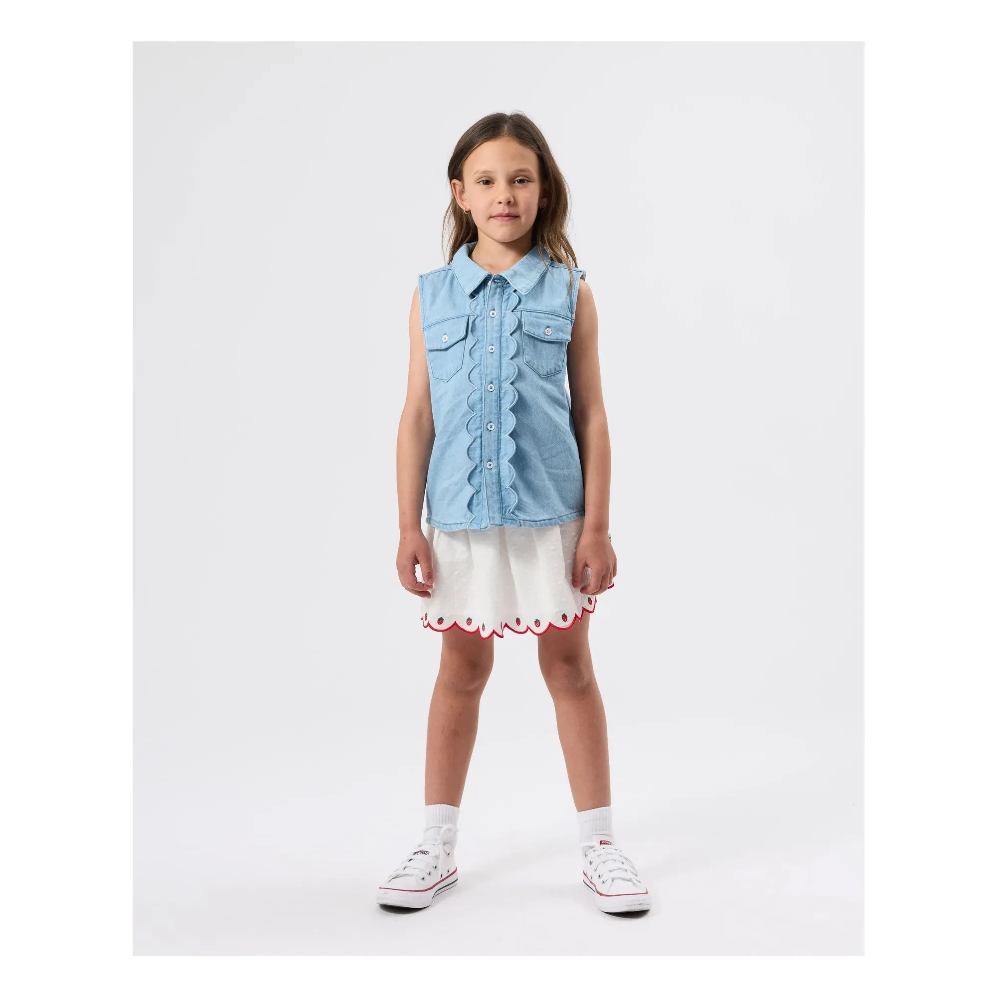 Goldie + Ace - Kolsuz Chambray Yelek | Mavi