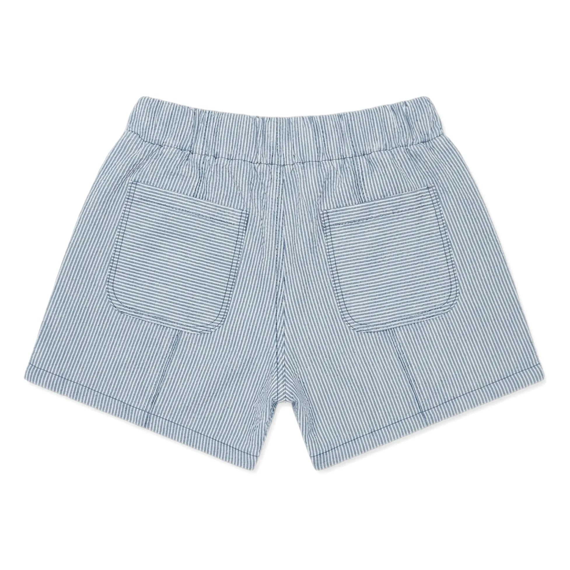 Cozmo - Çizgili Kehribar Denim Şort | Açık Mavi