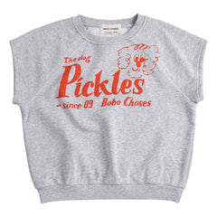 Bobo Choses - The Dog Pickles Organik Pamuklu Kolsuz Sweatshirt | Gri melanj