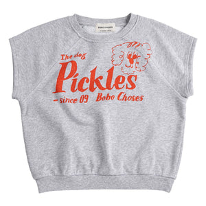 Bobo Choses - The Dog Pickles Organik Pamuklu Kolsuz Sweatshirt | Gri melanj