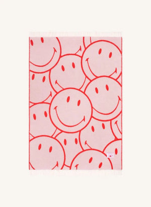 Maison Deux - بطانية صوف - Maison Deux x Smiley | وردي باهت