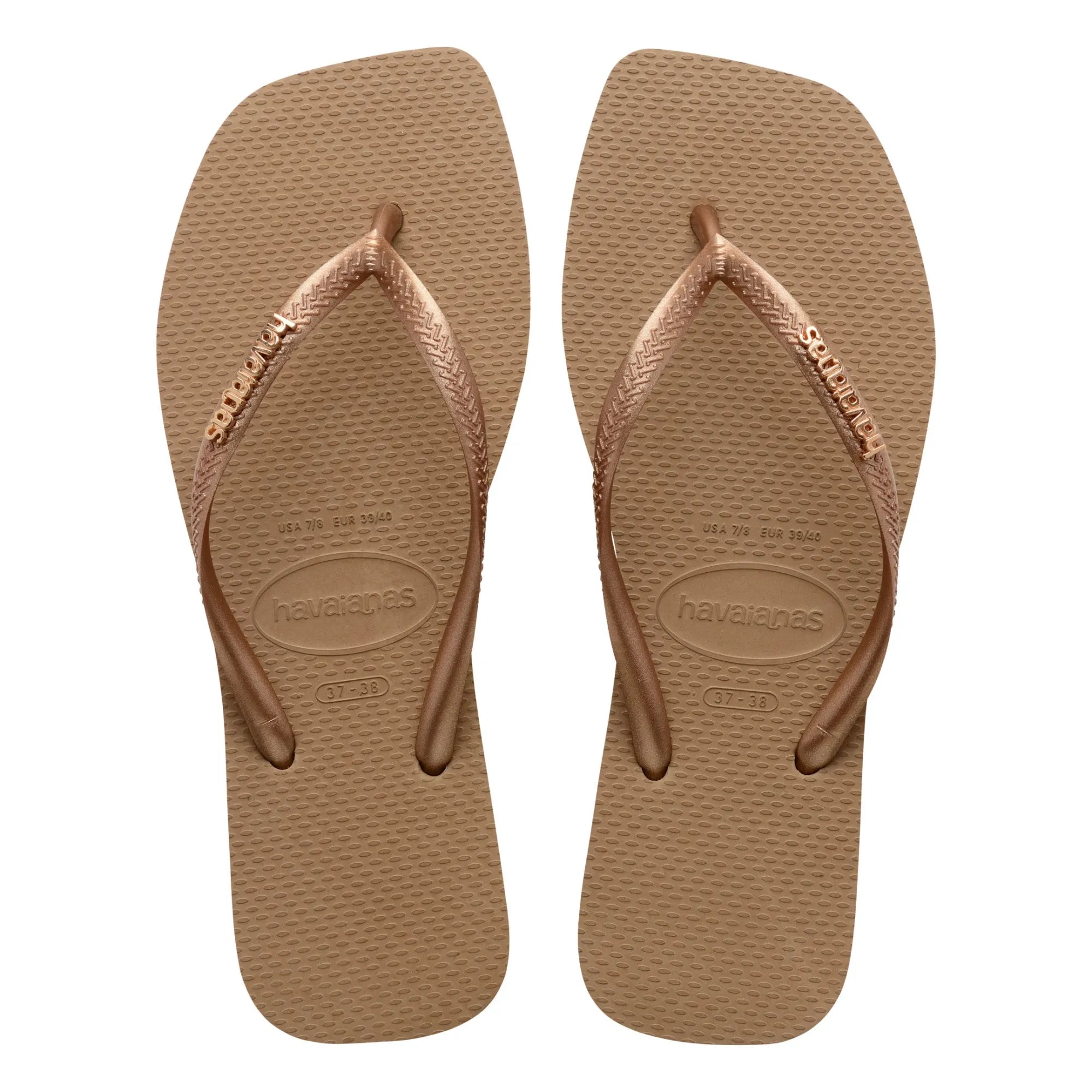 Havaianas - Kare Logolu Metalik Parmak Arası Terlik | Pembe