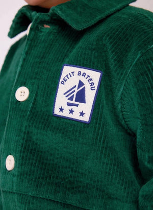 Petit Bateau - Pompist جمبسوت قطني عضوي مضلع | أخضر