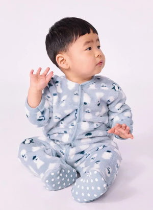 Petit Bateau - Polar Kardan Adamlar Tulum Pijama | Gri Mavi