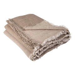 Maison de Vacances - Yıkanmış Keten Vice Versa Saçaklı Ekose | Taupe/Ciment