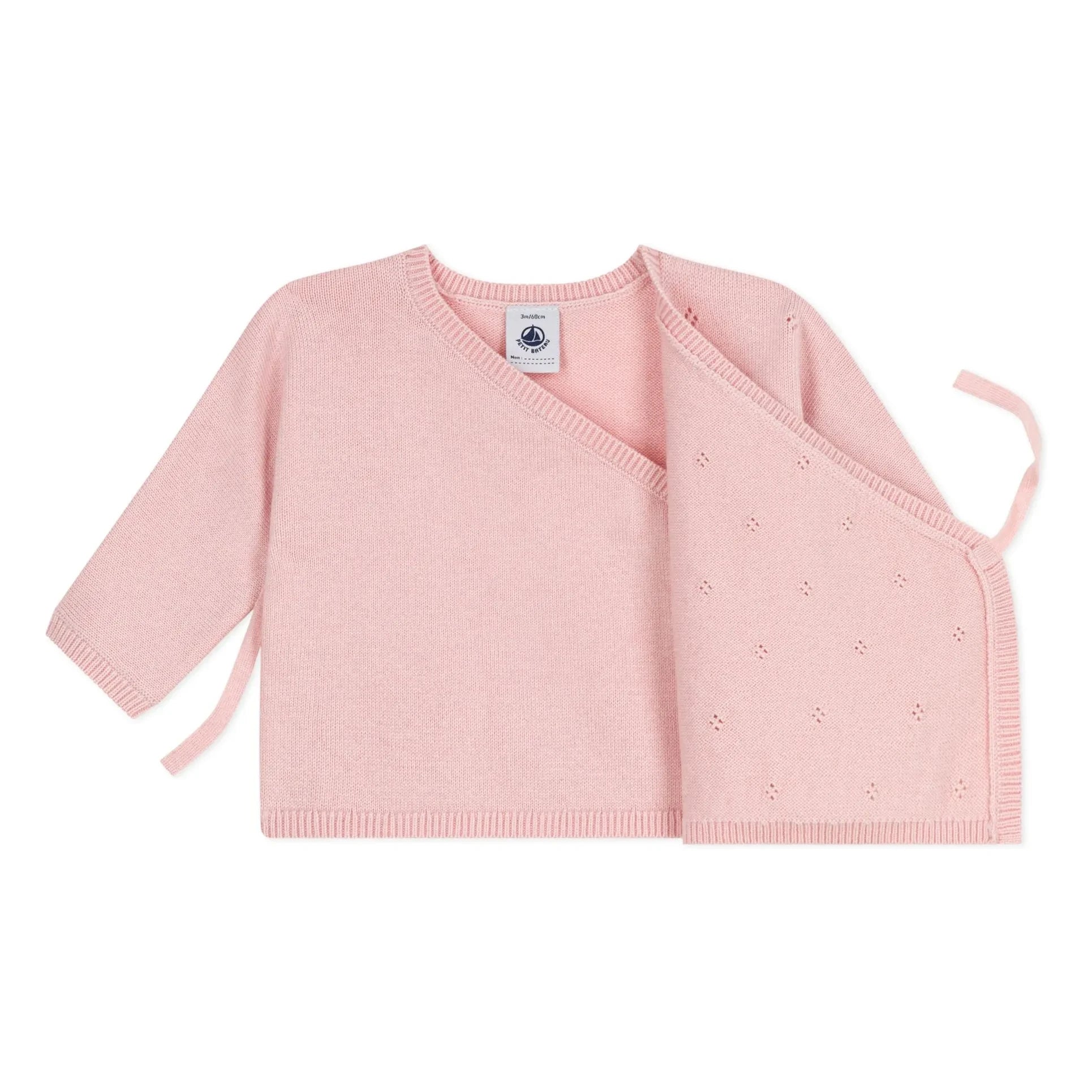 Petit Bateau - Pointelle Laine sarmalı hırka | Pembe