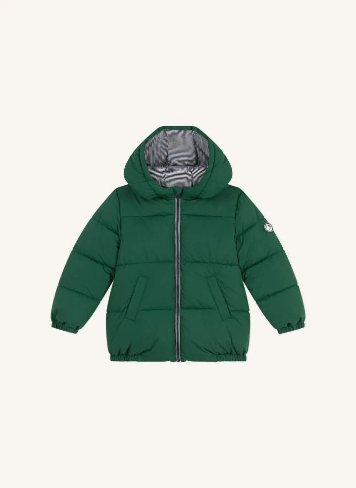 Petit Bateau - سترة مبطنة بنقشة سادة | أخضر كرومي