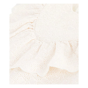 Petit Bateau - İngiliz Danteli Kalp Nakışlı Pamuk Elbise | Beyaz