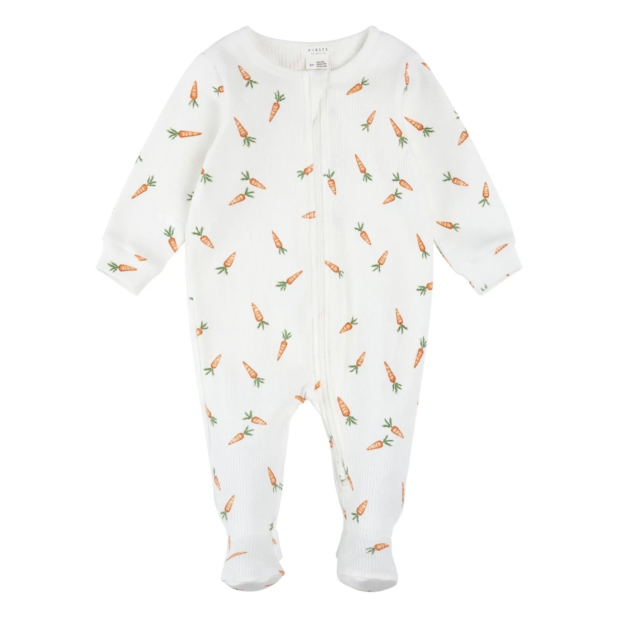 Petit Lem - Havuç Ayaklı Pijama, Fitilli Organik Pamuk | Beyaz
