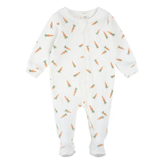 Petit Lem - Havuç Ayaklı Pijama, Fitilli Organik Pamuk | Beyaz
