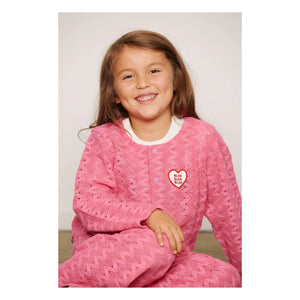 Mini Rodini - Organik pamuk dantel hırka | Pembe