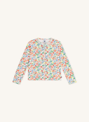 Petit Bateau - Organik Pamuk Çiçekli Hırka | Beyaz
