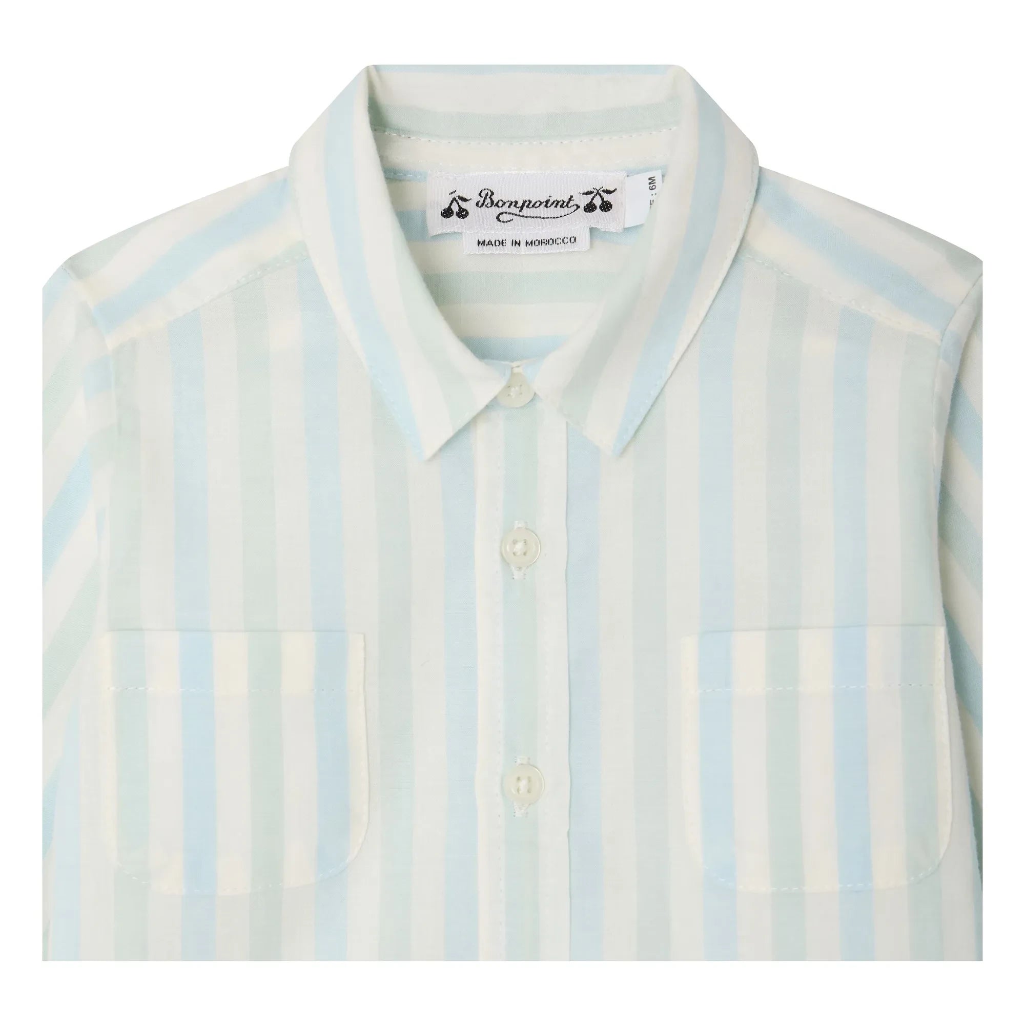 Bonpoint - Lawson Çizgili Organik Pamuk Poplin Gömlek | Turkuaz