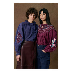 Louise Misha - Pal Organik Pamuk Bluz | Bordo