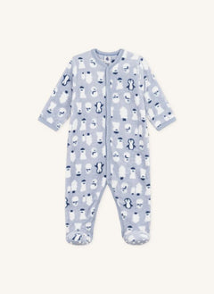 Petit Bateau - Polar Kardan Adamlar Tulum Pijama | Gri Mavi