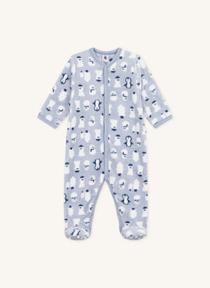 Petit Bateau - Polar Kardan Adamlar Tulum Pijama | Gri Mavi