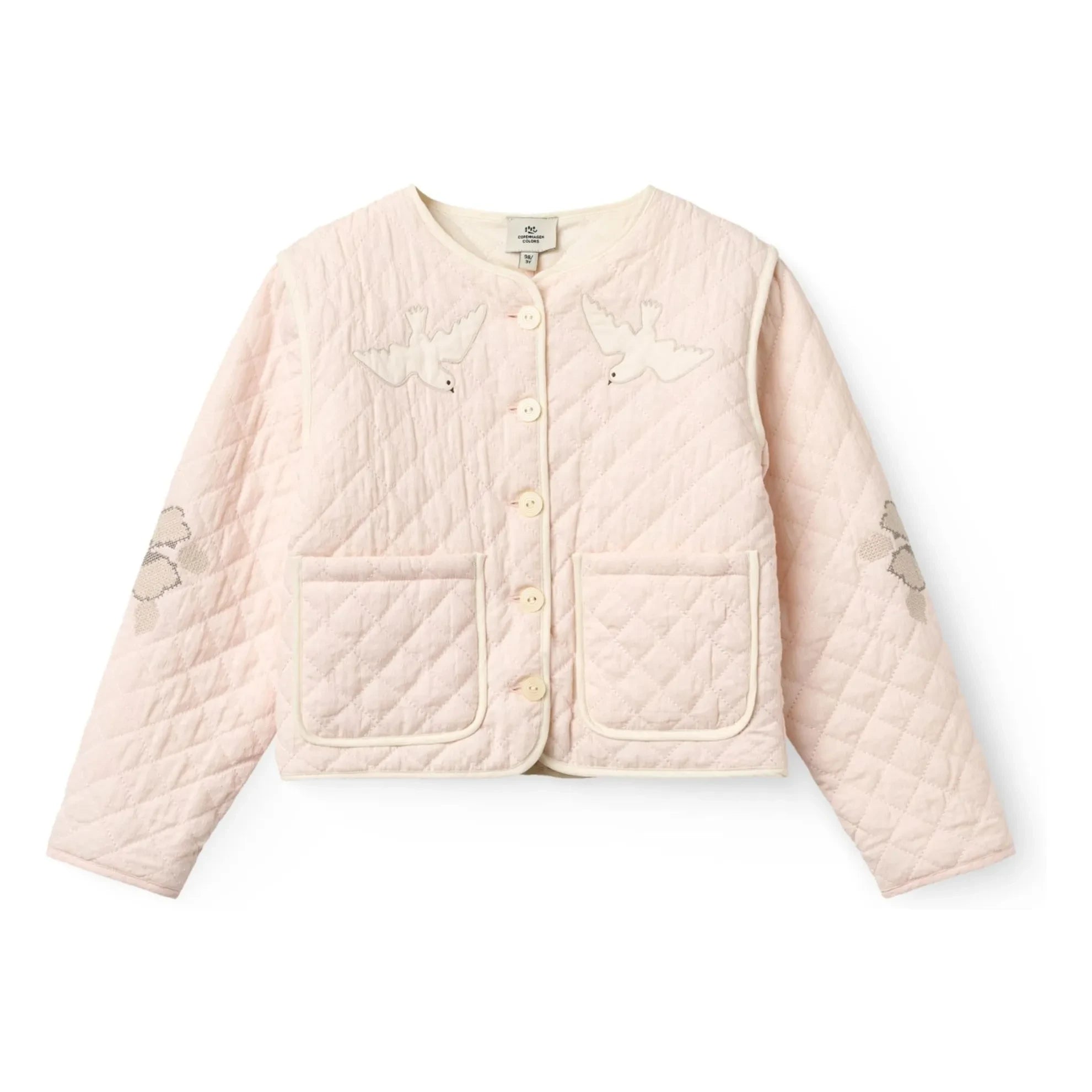 Copenhagen Colors - Organik Pamuk Nakışlı Kapitone Ceket | Lychee Pink