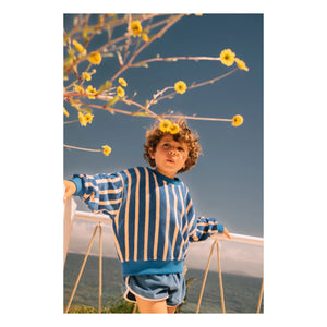 We Are Kids - Çizgili organik pamuklu havlu sweatshirt | Mavi