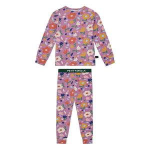 Petit Stella - Çiçek Desenli Pima Pamuk ve Modal Pijama | Mürdüm