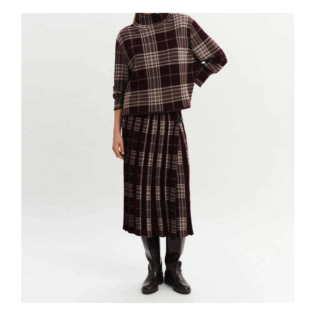 Bompard - تنورة كيلت صوفية بطيات بنقشة كاروهات | Garnet