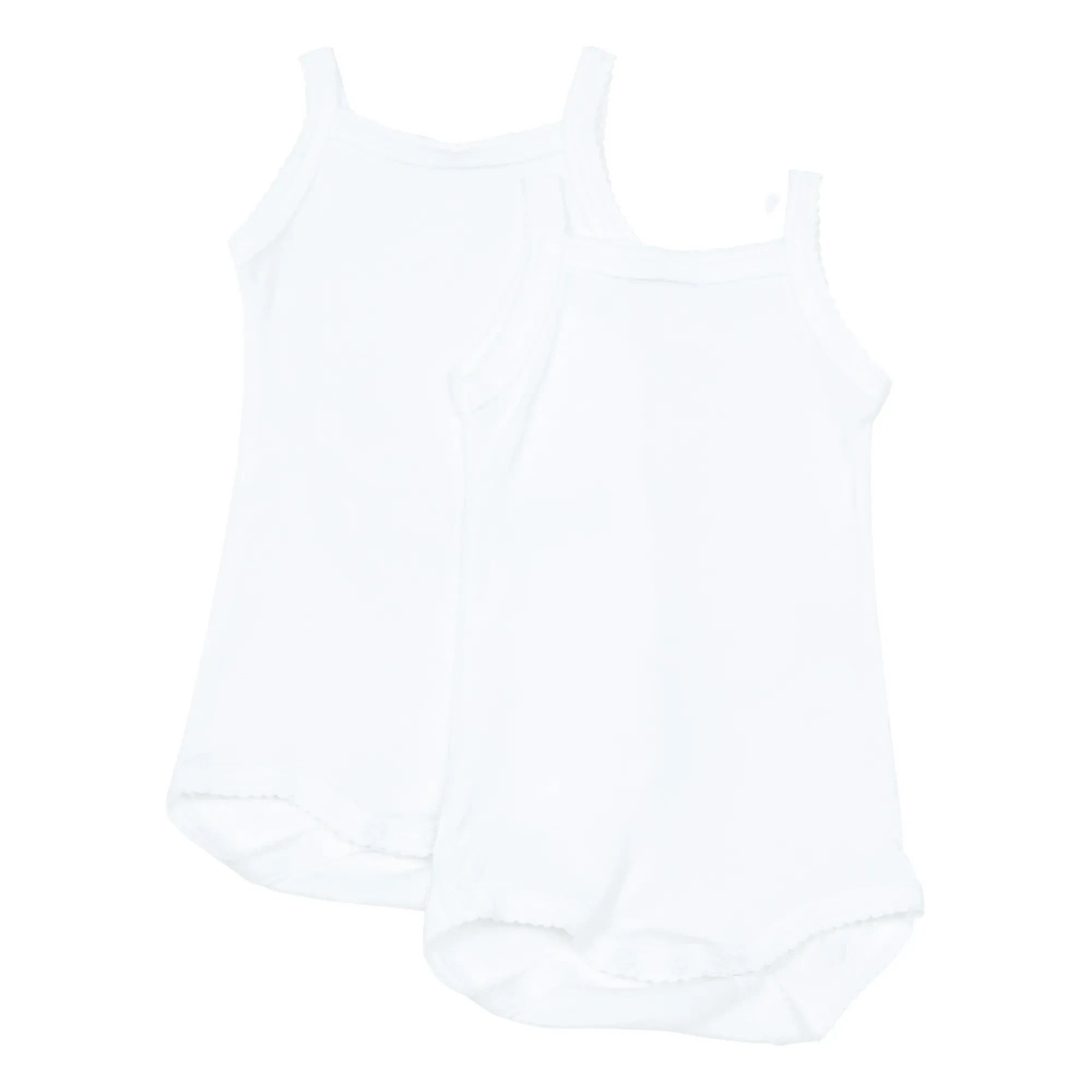 Petit Bateau - 2'li Organik Pamuk Kolsuz Bebek Tulumları | Beyaz
