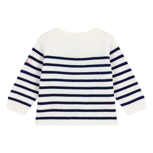 Petit Bateau - Marinière Logo Yün Kazak | Beyaz