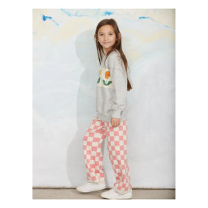 Mini Rodini - Organik Pamuklu File Damier Pantolon | Pembe