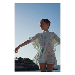 Lison Paris - Çizgili Bahia Kaftan Metalik | Mavi