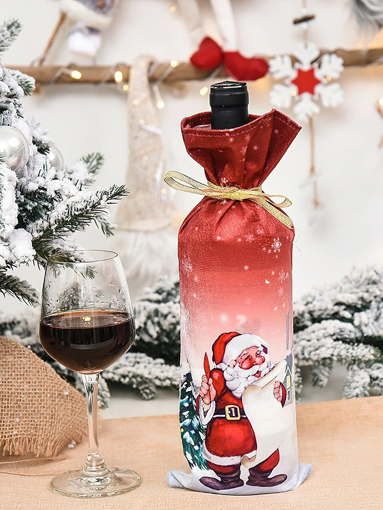 Dinossi - Yılbaşı Noel Baba Şarap Şişesi Giydirme Elbisesi-Dinossi