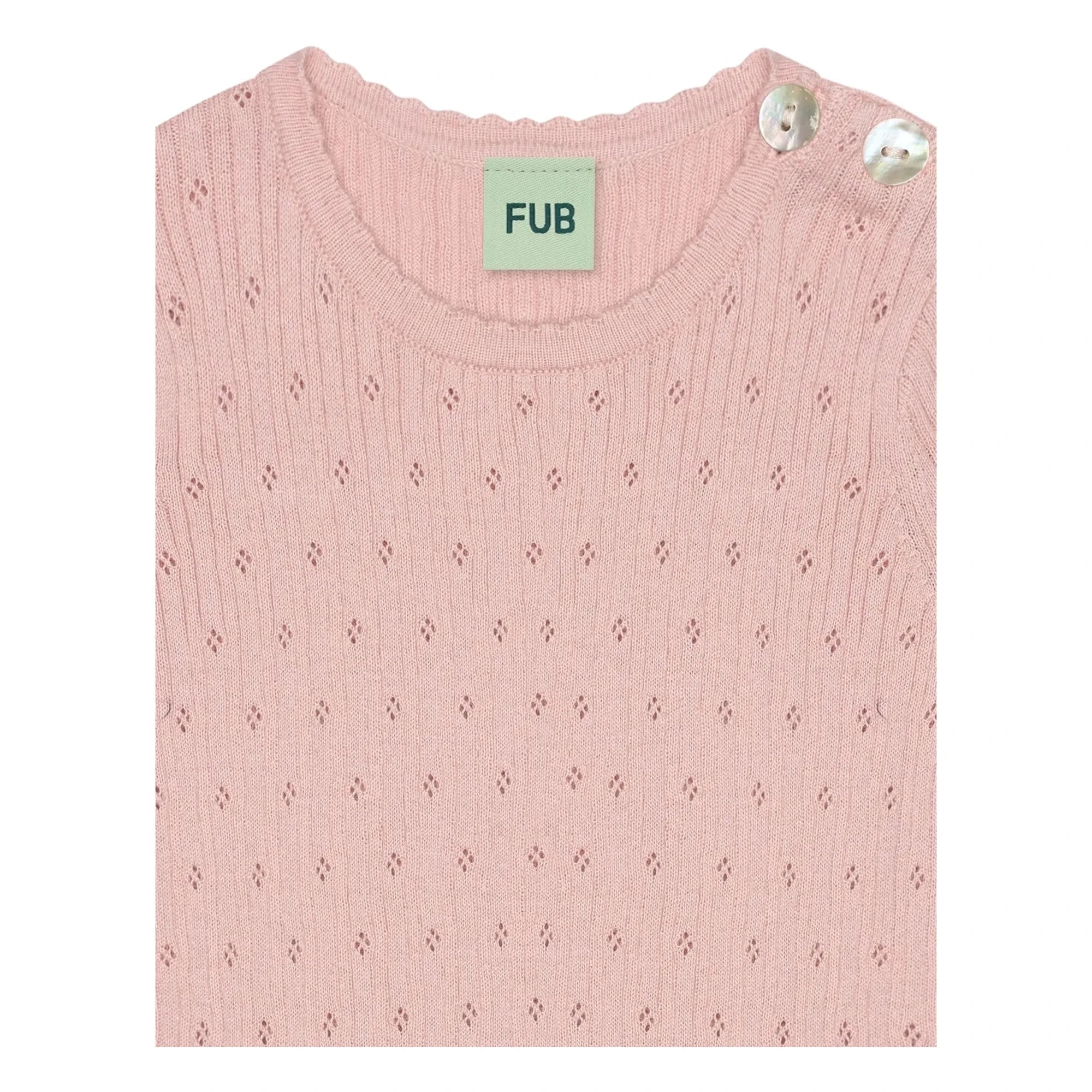 FUB - Pointelle İnce Örgü Organik Pamuk Body | Açık Pembe