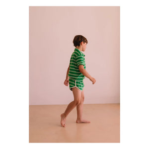 We Are Kids - Juju Çizgili Organik Pamuklu Havlu Şort | Yeşil