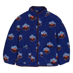 Hello Simone - Çiçekli Sherpa Ayı Tarzı Ceket | Mavi
