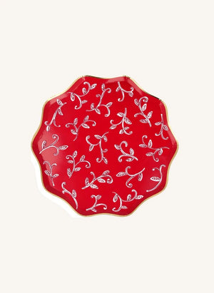 Meri Meri - أطباق كريسماس كبيرة بنقشة طبعة القالب (Block Print) - مجموعة من 8 قطع
