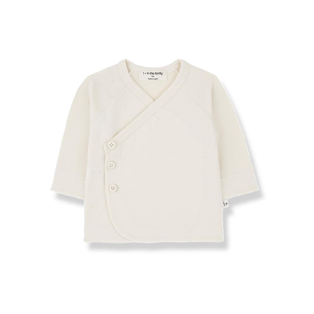 1+ In The Family Elodie Long Sleeve Newborn Shirt - Ecru-Tops-Ecru-3m | Natural Baby Shower