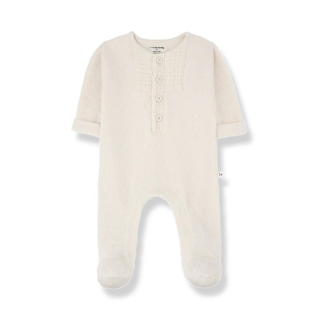 1+ In The Family Gael Jumpsuit w/feet - Ecru-Bodysuits-Ecru-3m | Natural Baby Shower