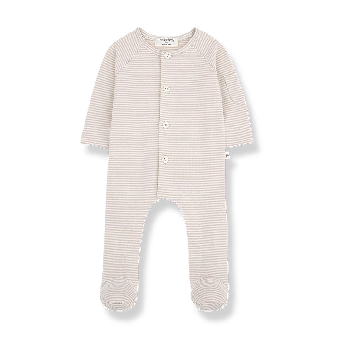 1+ In The Family Philipe Jumpsuit w/feet - Beige-Bodysuits-Beige-3m | Natural Baby Shower