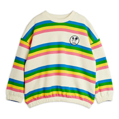 Mini Rodini - Organik pamuklu çizgili sweatshirt | Ecru