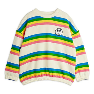 Mini Rodini - Organik pamuklu çizgili sweatshirt | Ecru