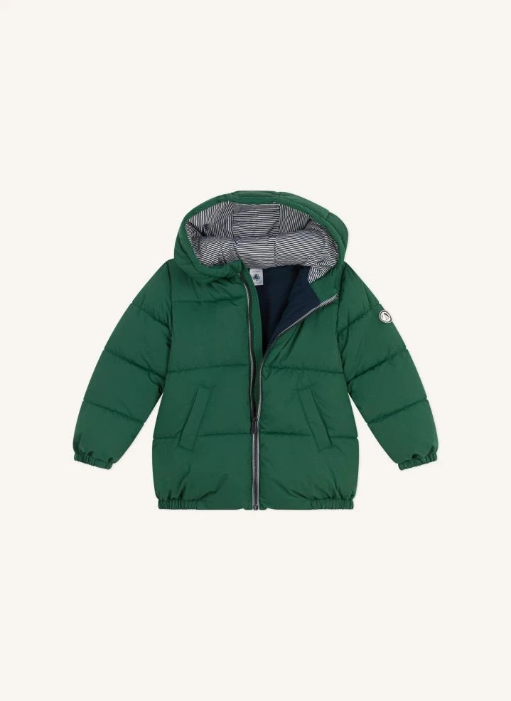 Petit Bateau - سترة مبطنة بنقشة سادة | أخضر كرومي