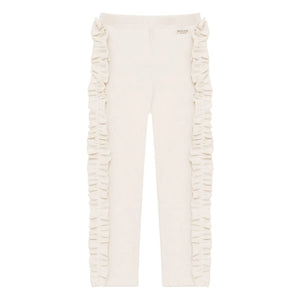 Donsje - Audun organik pamuklu fırfırlı tayt | Ecru