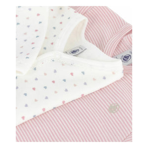 Petit Bateau - 2'li Kalp Desenli Organik Pamuk Pijama Takımı | Beyaz
