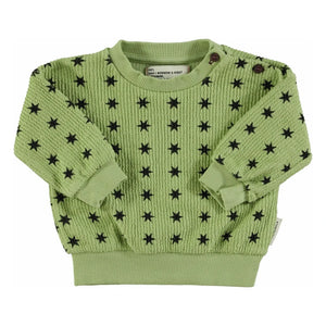 Piupiuchick - Fitilli Yıldız Sweatshirt Organik Pamuk | Yeşil