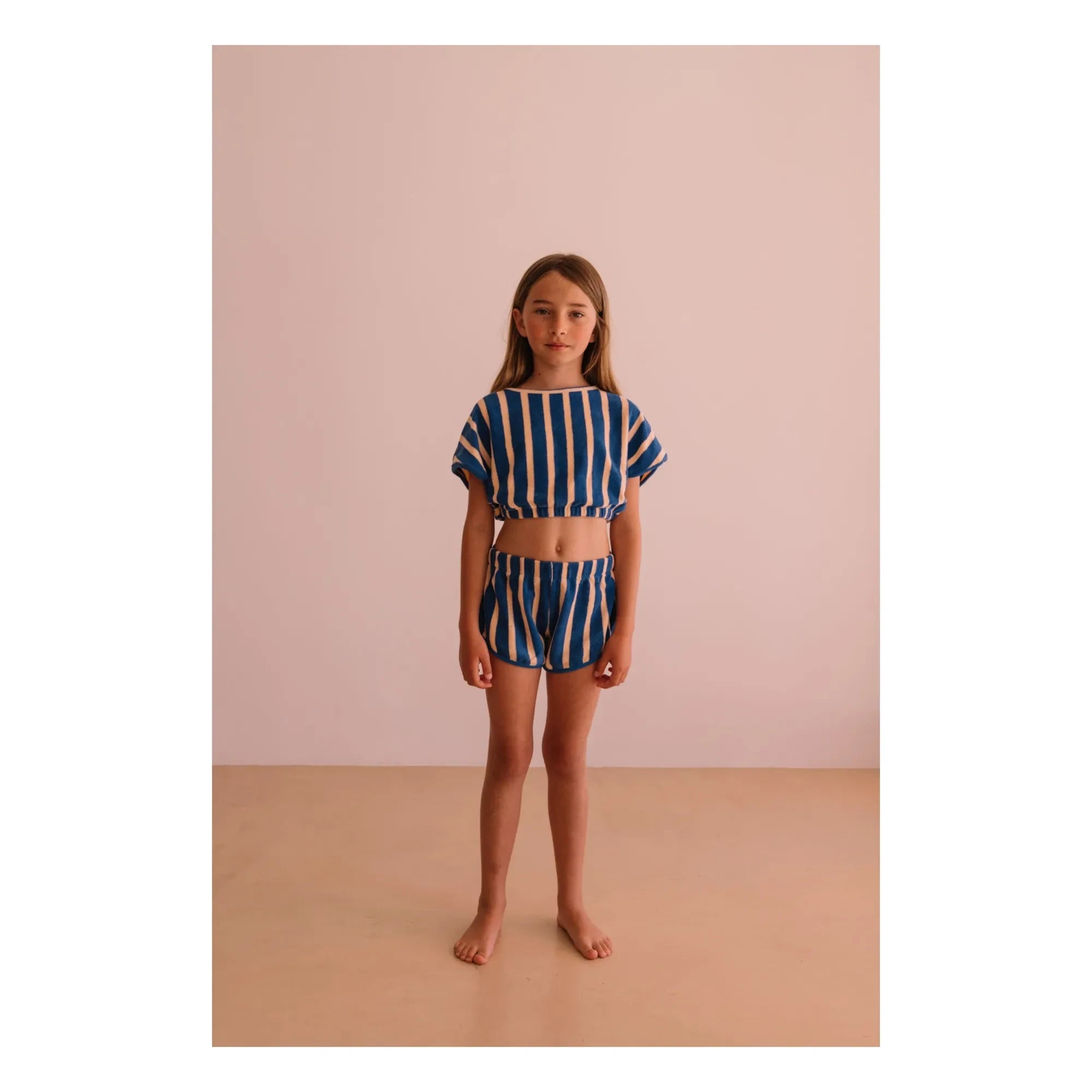 We Are Kids - Juju Çizgili Organik Pamuklu Havlu Şort | Mavi