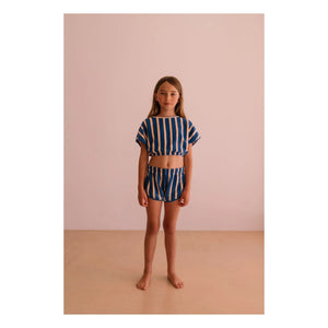 We Are Kids - Juju Çizgili Organik Pamuklu Havlu Şort | Mavi