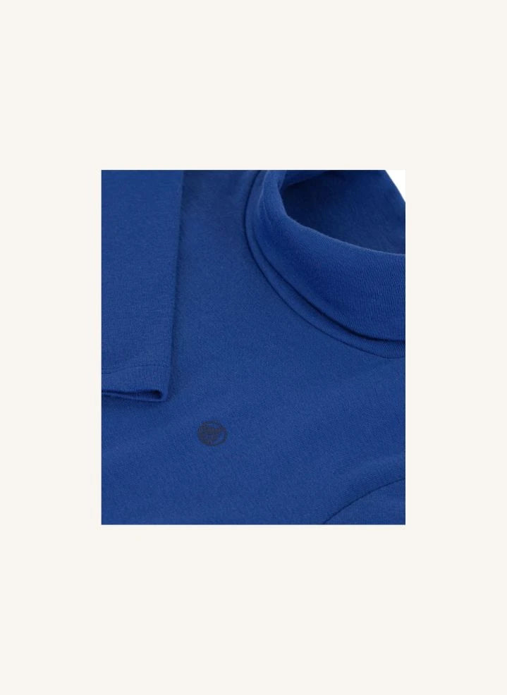 Petit Bateau - بلوزة بياقة سُلَحفاة بشعار من القطن العضوي | أزرق