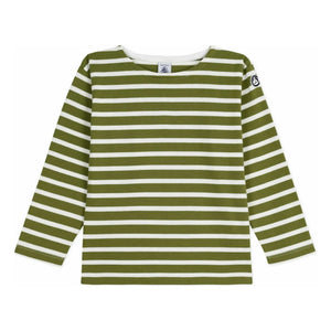 Petit Bateau - Logo Kollu Marinière Tişört Organik Pamuk | Yeşil