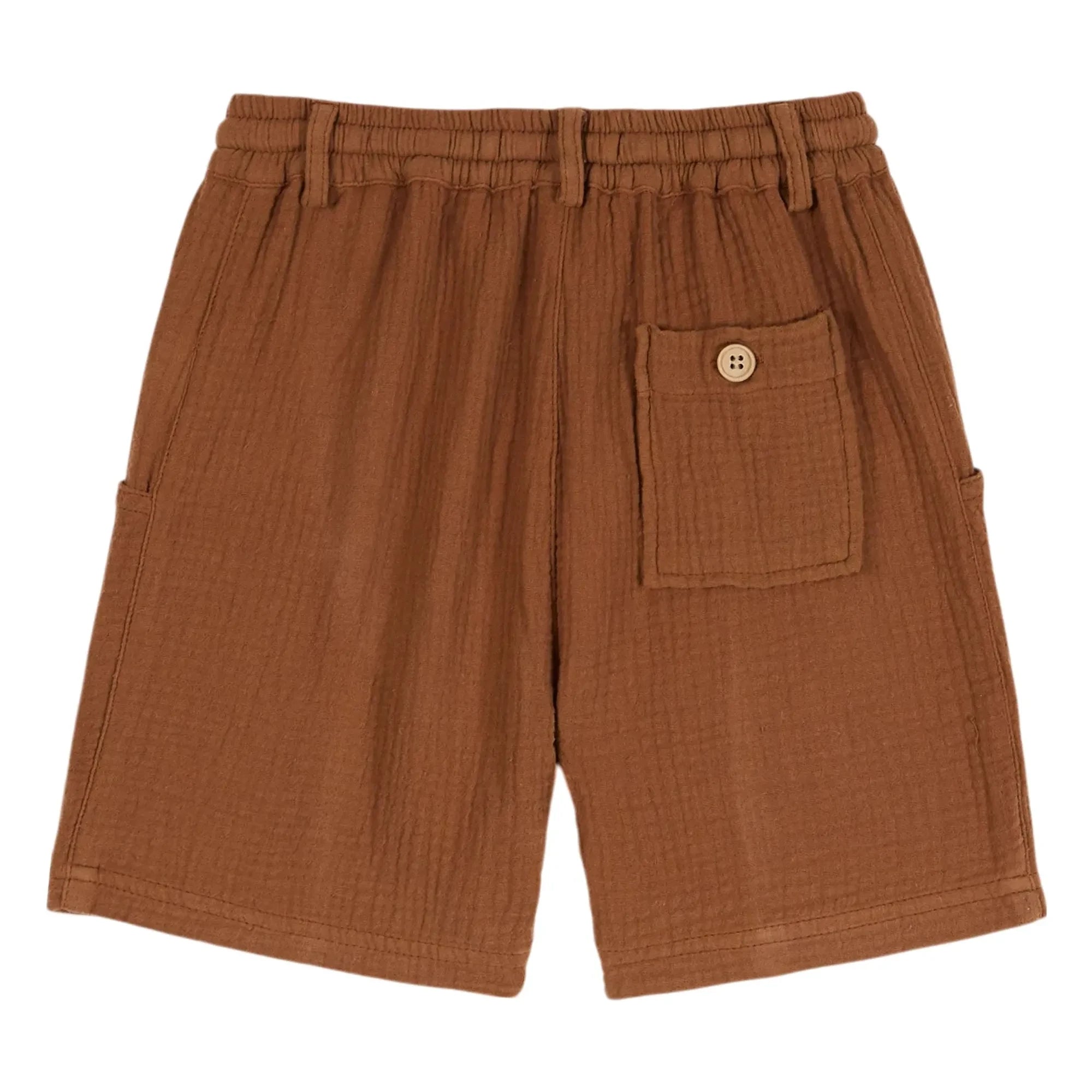 Emile et Ida - Kahverengi düz pamuklu gazlı şort