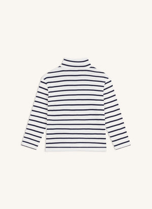 Petit Bateau - Organik pamuklu çizgili balıkçı yaka | Beyaz